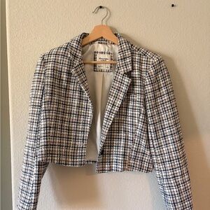 Abercrombie & Fitch Black and White Plaid Blazer